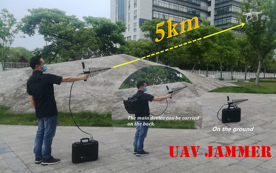 Backpack Military Drone Jammer Single Person Operated 5km Distance